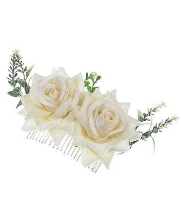 Vividsun Rose Hair Comb Floral Comb Brides Bridesmaids Wedding Festival Headpiece White