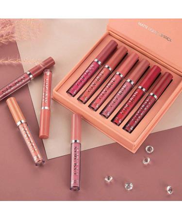 Mengxin 6 Colors Lipstick Set | Matte Non-Stick Cup Lip Gloss | Waterproof Long-Lasting Liquid Lipstick Cosmetics with Gift Box - Buy Online on GoSupps.com
