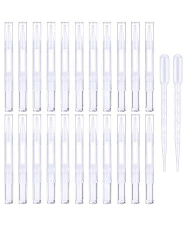 Transparent Twist Pens 20Pcs 3ml Nail Twist Pens Empty Transparent Nail Oil Pen with Brush Empty Cuticle Oil Pen Cosmetic Container Pen with 2Pcs Transfer Pipettes for Lip Gloss Teeth Whitening Liquid