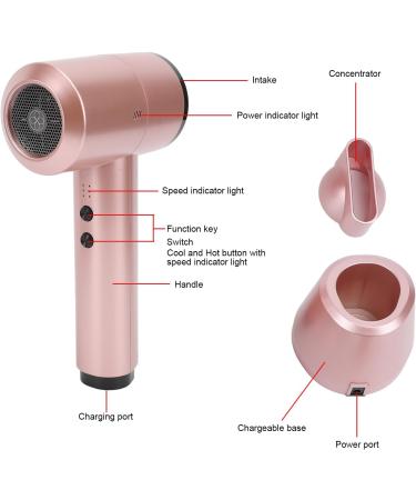 Cordless Hairdryer 5000mAh Battery 6 Speed Portable for Home Camping (US Plug) US Plug Rose Gold - Buy Online on GoSupps.com