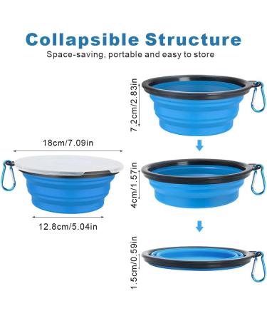 Foldable Travel Dog Bowls - 2 Pack Silicone Feeding Bowls with Lids & Hooks for Hikes Camping & Pets - 1000ml Blue & Green - Buy Online on GoSupps.com