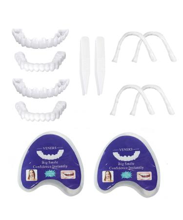 Flipped warm 2 pairs of teeth for plug in cosmetic veneers teeth provisional dentures veneers to put on prostheses fake teeth for men women