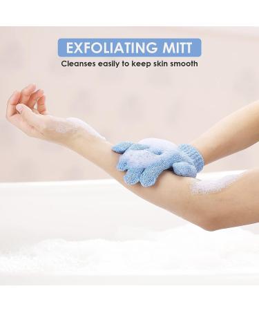 Sibba Double Sided Exfoliating Shower Gloves - 4 Pc Bath Set for Body Scrubbing, Dead Skin Removal, and Natural Exfoliation - Green - Buy Online on GoSupps.com