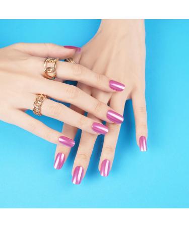 DANNI & TONI 28 Stickers Semi Cured Nail Wraps Soft Self-Adhesive Gel Nail Stickers(Cosmic Bloom) Pink Metallic Mirror Salon-Quality Gel Nail Polish Strips Manicure Stickers Set