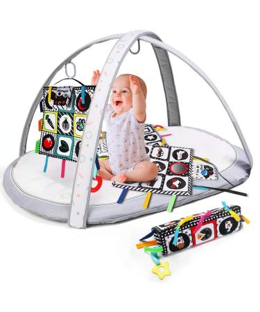 Teytoy Double High Contrast Floor Mirror & Play Mat - Black & White Crinkle Toys with Teether for Baby Tummy Time - Pack of 4 Patterns - Ideal Gift for Boys and Girls - Buy Online on GoSupps.com