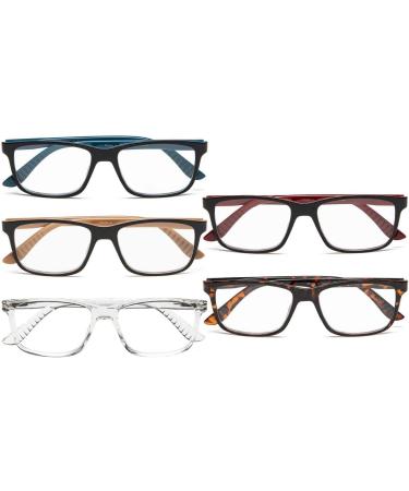 Buy Eyekeper 5 Pairs Classic Rectangular Reading Glasses for Men & Women - Spring Hinges +2.25 Magnification | Stylish & Comfortable Mix - Buy Online on GoSupps.com