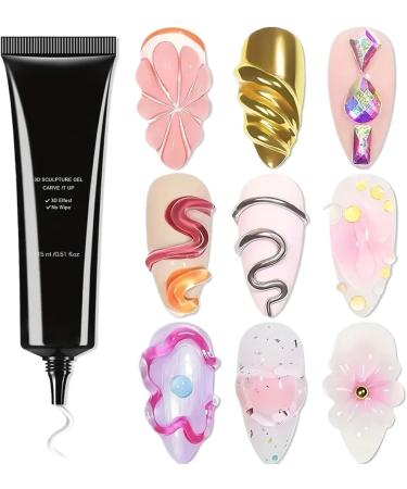 Nail Sculpting Gel - 3D Drawing Gel for Nails 15ml - Decorative Modelling Glue for Manicure Strengthening Adhesion for Women and Girls Use Salon Wedding Home Practical Travel - Buy Online on GoSupps.com
