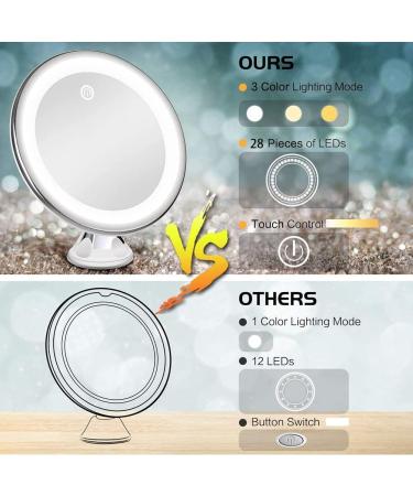 10X Magnifying with Lights - Upgraded 3 Color & 28 LED Lights Cosmetic Mirror HD Press Control - Buy Online on GoSupps.com