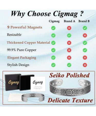 9X Lymphatic Drainage Men's Copper Bracelet | Ultra Strength Magnet | 99% Pure Copper | Adjustable Brazaletes Cuff Bangle | Celtic Knot Design | Gift Box Included - Buy Online on GoSupps.com