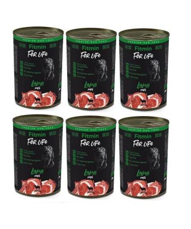 Fitmin for Life Lamb Pate - Grain-Free Wet Food for Adult Dogs of All Breeds - 6 x 400g Can