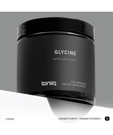 Toniiq 1300mg Glycine Supplements - 4 Month Supply - Min. 98.5%+ Tested Purity - Ultra High Strength and Bioavailable Glycine Powder Supplement - 240 Vegetarian Glycine Capsules - 120 Servings - Buy Online on GoSupps.com