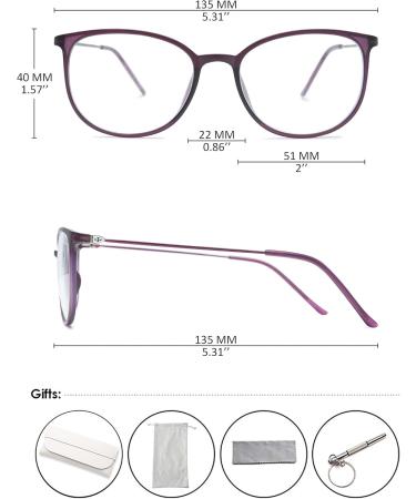 Koosufa Classic Retro Nerd Glasses for Men & Women - Vintage Round Panto Frames Without Prescription - Stylish Glasses with Case in Violet - Buy Online on GoSupps.com