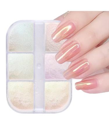 Chrome for Nails 6 Colors Shiny Nail Art Pigment Powder Set DIY Manicure Glitter Dust for Birthday Wedding