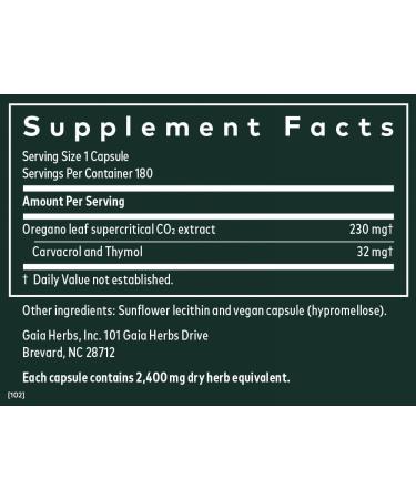 Gaia Herbs Oil Of Oregano Immune and Antioxidant Support - 180 Vegan Liquid - Buy Online on GoSupps.com