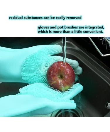 Dishwashing Gloves Silicone Multifunctional Reusable Housework Gloves Thick Heat Insulation Cleaning Magic Kitchen Gloves with Sponge Scrubbers for Washing Bathroom Kitchen Car and More (Blue) - Buy Online on GoSupps.com