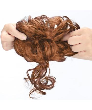 FDEETY Messy Bun Hair Piece Rubber Band Wavy Curly Hair Chignon in Hairpieces Tousled Updo Hair Bun Synthetic Hair Ponytail for Women Girls (Brilliant Brown) - Buy Online on GoSupps.com