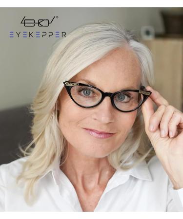 Eyekepper Cateyes Women's Reading Glasses - Black-Transparent 0.75 | Stylish & Comfortable Eye Care - Buy Online on GoSupps.com