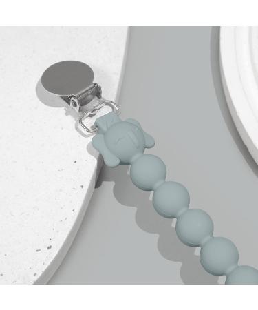 Silicone Pacifier Clip with Koala Bead - Grey | One Piece Soother Binky Teething Ring Holder - Buy Online on GoSupps.com