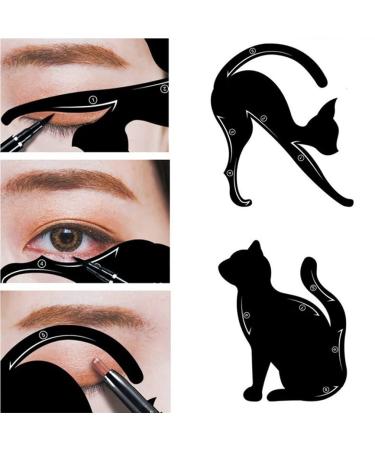YLOIJO 8Pcs Cat Eyeliner Stencils  4 Sets 2 in 1 Cat Shape Eyeliner Template Stencil  Matte PVC Material Smoky Eyeshadow Applicators Guide Template Tool Quick Makeup Stencil Cat Stencil