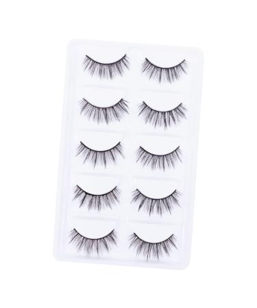 minkissy 5 Pairs False Eyelashes Eyelash Handmade Eyelashes Fluffy Volume Lashes Glue False Lashes Elf Eyelashes Makeup Eyelashes Wispy Eyelashes Artificial Fiber Cross Section 3d