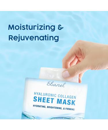 Ebanel Collagen Peptide Hydrating Face Masks - Brightening & Firming Anti-Aging Sheet Masks with Hyaluronic Acid, Vitamin C, Chamomile, Aloe - 10 Pack - Buy Online on GoSupps.com