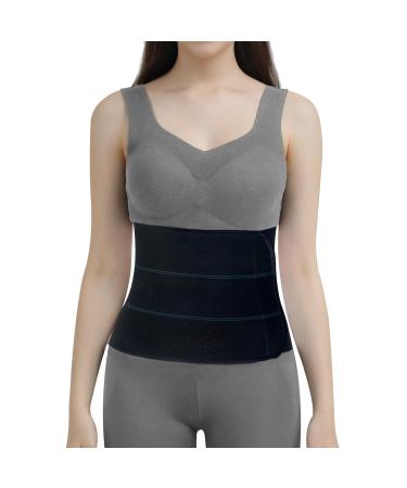 Abdominal Binder Post Surgery Belly Band - Elastic Stomach Wrap Tummy Tuck Compression Belt - Breathable Soft Skin-friendly - (30" - 45") 3 Panel - 9" BLACK Black M (30"-45")