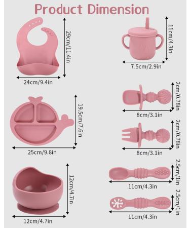 Buy Sobeau 10-Piece BPA-Free Silicone Baby Dinnerware Set - Non-Slip Bowls Learning Spoon & 2-in-1 Cup - Perfect for Kids (Pink) | International Shipping Available - Buy Online on GoSupps.com