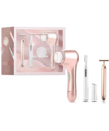 Brookstone 3-in-1 Rose Gold Facial Skin Care Set | Cleansing Brush, T-Bar Massager, & Epilator | Ultimate Gift for Skin Care Enthusiasts - Buy Online on GoSupps.com