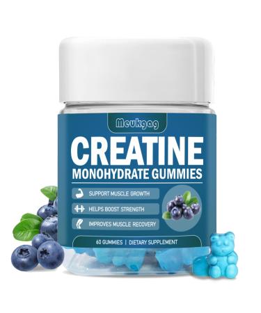 Creatine Monohydrate Gummies for Men & Women Chewables Creatine Monohydrate for Muscle Strength Muscle Builder Energy Boost Pre-Workout Gummies(60 Count) - Blueberry Flavor