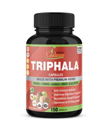 Organic Triphala Extract Capsules 5375MG, 5 Months Supply & Turmeric, Guggulu, Ginger, Black Pepper, Moringa | Helps in Weight Management, Improves Digestion System, Cleansing| Plus Digest Tone Herbs