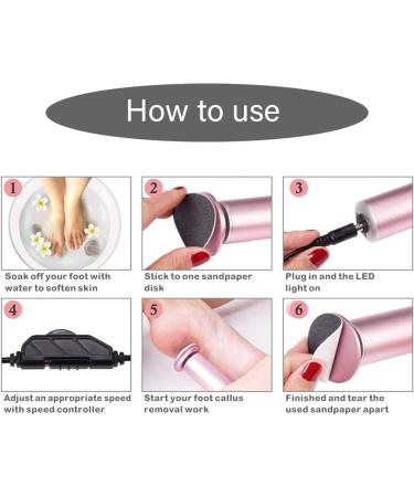 FATUXZ Electric Callus Remover with 60 Replacement Discs - Professional Pedicure Foot File for Dead, Cracked Hard Skin & Calluses - Electronic Shaver with Adjustable Speed - Buy Online on GoSupps.com