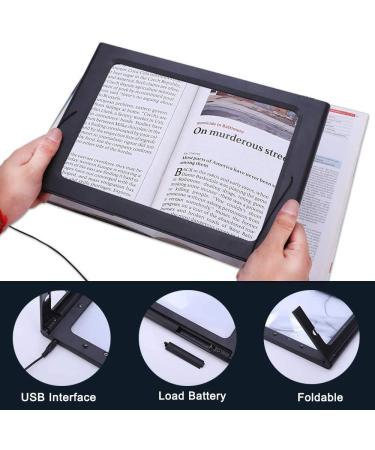 Full-Page Magnifying Glass Hands-Free Large Rectangular 2.5X Magnifier LED Lighted Illuminated Foldable Desktop Portable for Elder Kids - Buy Online on GoSupps.com