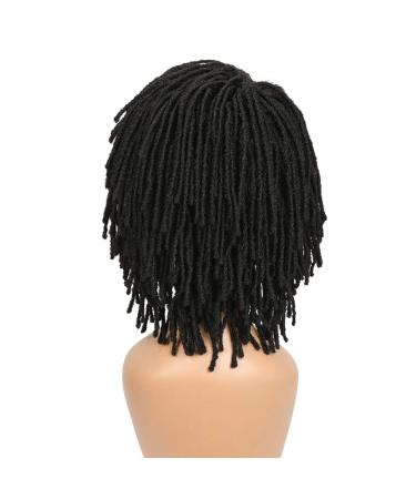 HANNE Short Dreadlock Wig | Afro Crochet Braided Faux Locs for Black Women & Men | Full Curly Braiding Wig (Black) - Buy Online on GoSupps.com