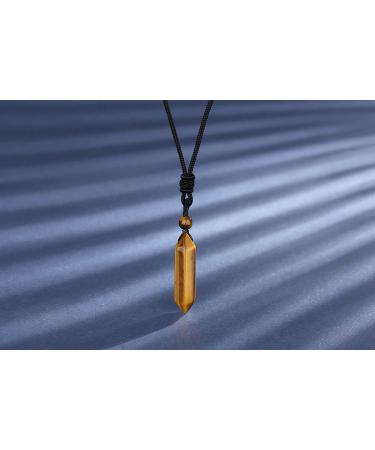 YATOJUZI Tiger Eye Healing Crystal Necklace - Hexagonal Pointed Pendant, Adjustable Rope - Natural Gemstone Reiki Quartz Jewelry for Women and Men - Buy Online on GoSupps.com