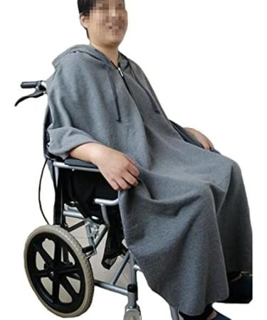 Wheelchair Waterproof Poncho for Adults Warm Plush Windproof Wheelchair Cloak Winter Wheelchair Cape with Hood Wheelchair Blanket Universal Size Wheelchair Rain Coat Grey