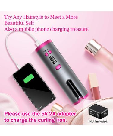 Cordless Hair Curler | Automatic Curling Iron with LCD Display & Timer | USB Rechargeable | 6 Temp Settings | Ideal for Travel - Buy Online on GoSupps.com