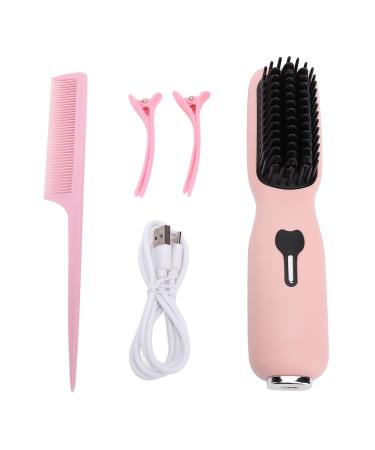 Cordless Hair Straightener Brush Portable Heated Comb Mini Straightening Brush Rechargeable Hair Straightener for Women and Mens Beard Fast Heating for Home Travel Car Outdoor