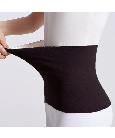 Thermal Waist Warmer Double Sided Warm Stomach Lumbar Lower Back Support Brace Abdominal Binder Kidney Wrap Warm Belt Slim Waist Trimmer Wrap Belt Band Warming Waist Abdominal Pain Relief Recovery Black+Light Brown