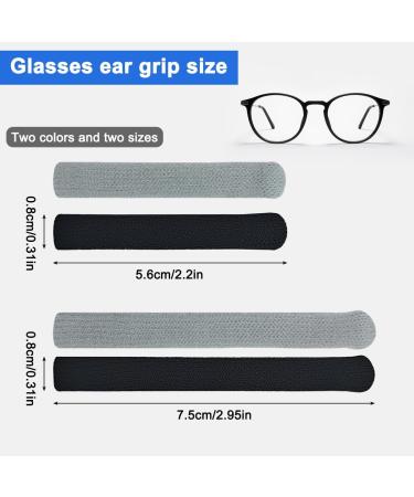 4 Pairs Anti-Slip Elastic Comfortable Glasses Ear Handles | S/L Sizes | Soft Knitted Cotton Fabric | Durable Glasses Sleeve Holder in Black/Gray - Buy Online on GoSupps.com