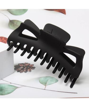 Large 5.5 Inch Frosted Black Hair Claw Clips for Women - Pack of 2 | Non-Slip Big Plastic Hair Clamps | Hair Accessories for Thick Hair (Color A) - Buy Online on GoSupps.com