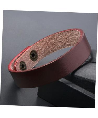 ABOOFAN 8 Pcs Couples Bracelets Bond Bracelets for Couples Leather Bracelets Cuff Wrap Bracelet Leather Snap Bracelet Leather Bangle Wrist Chain Unisex Bracelet Button Light Board Jewelry Dark Red 1.5X21.5CM - Buy Online on GoSupps.com