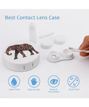 Buy Floral Elephant Round Case for Contact Lens Kit - Cute & Portable Storage Box with Mirror - International Shipping Available - Buy Online on GoSupps.com
