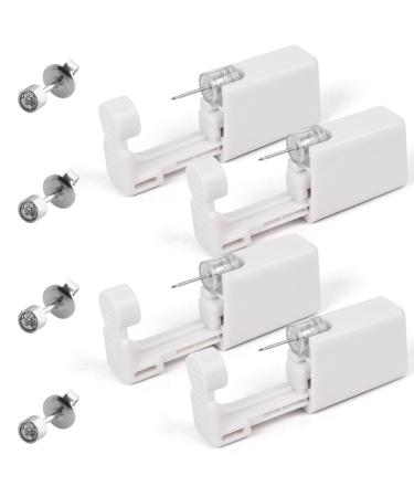 4 Pack Self Ear Piercing Gun Disposable Safety Ear Piercing Kit Painless with Earring Studs Earrings Set For Ear Nose Lip Piercing (4 Pack - Silver B)