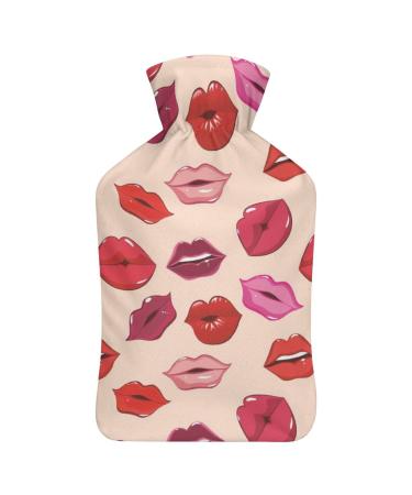Woman Lips Hot Water Bottle With Cover Plush Bed Bottle Hand Warmer For Adults And Children 26.5X15.3cm