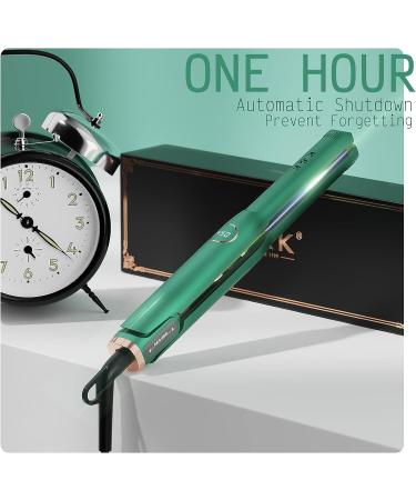 Mini Hair Straightener LED Display, Adjustable Temp 1/2 Inch Flat Iron - Tourmaline Titanium, Dual Voltage, Auto Shut Off - Green - Buy Online on GoSupps.com