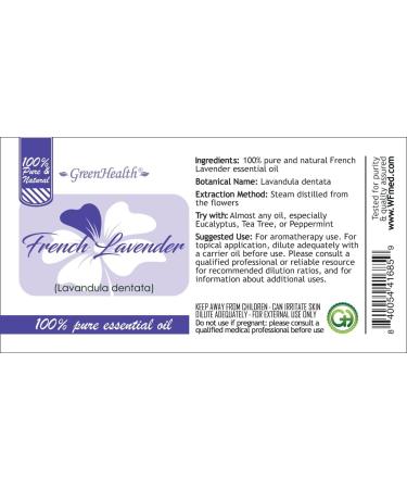French Lavender 4 fl oz (118 ml) Glass Bottle w/Cap 100% Pure Essential Oil GreenHealth - Buy Online on GoSupps.com