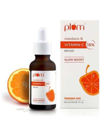Plum 15% Vitamin C Serum for Face  with Pure Ethyl Ascorbic Acid  Kakadu Plum & Rose Extract  Anti Aging Serum  Anti-Oxidant  Fights Hyperpigmentation & Dull Skin  Fragrance-Free  1 Fl Oz