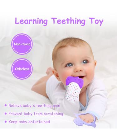 Vicloon Baby Bite Gloves & Bite Ring Toy | BPA Free Soft Teething Relief for 0-6 Months - Violet - Buy Online on GoSupps.com