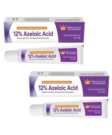 Azelaic Acid Serum Azelaic Acid 12% Facial Cream Care Moisturizing Skin Oils for Smoothes The Face Balance Excess Sebum (Purple_2PC)