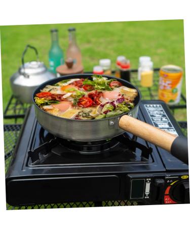 BCOATH Camping Portable Pan Egg Pan Flat Skillet Camping Cookware Griddle Pan Stainless Steel Cookware Pans Portable Camping Pan Mini Egg Cooker Multi-Function Pan Non Stick Wok Wood - Buy Online on GoSupps.com